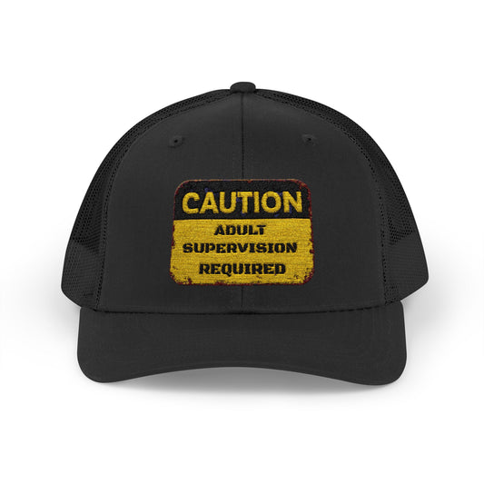 Caution Adult Supervision Required Snapback Trucker Cap
