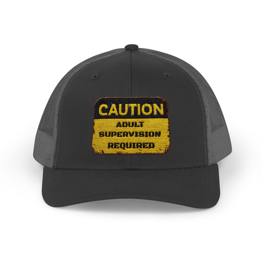 Caution Adult Supervision Required Snapback Trucker Cap